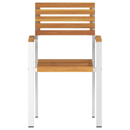 vidaXL Garden Chair 6 pcs Solid Acacia Wood and Stainless Steel