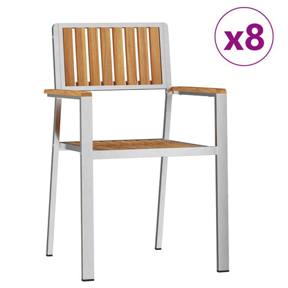 vidaXL Garden Chair 8 pcs Brown 56 x 54.5 x 87 cm Solid Teak Wood