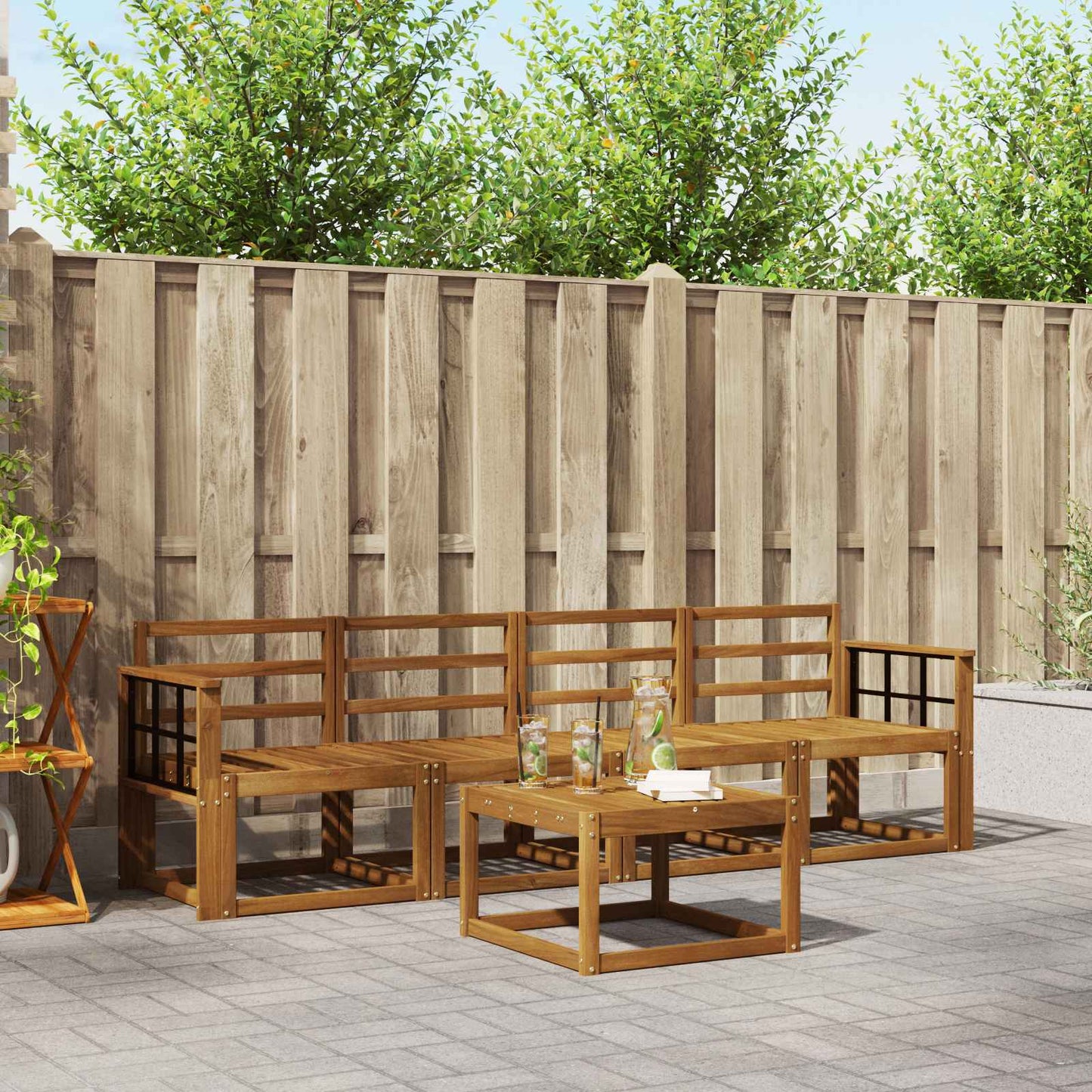 vidaXL Outdoor Sofa Set 5 pcs Natural