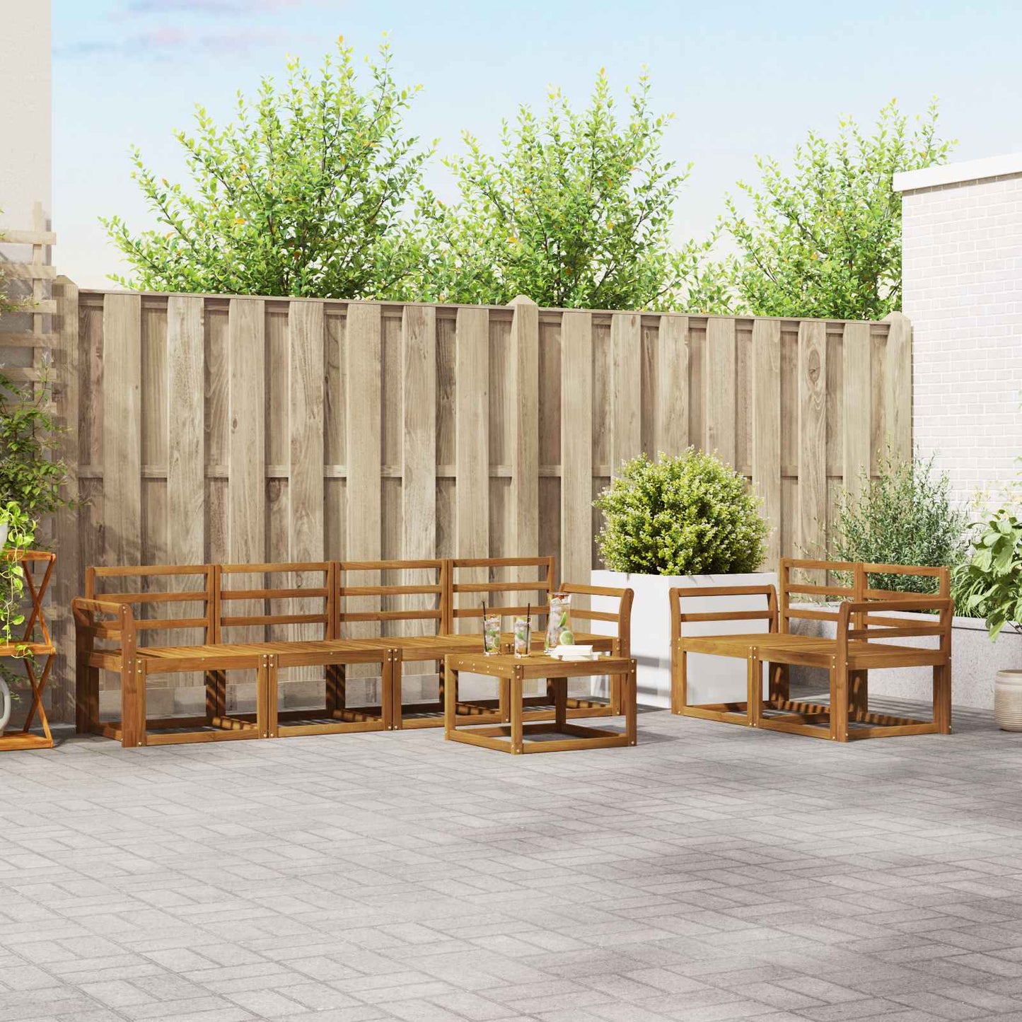 vidaXL Outdoor Sofa Set 7 pcs Natural