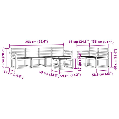 vidaXL Outdoor Sofa Set 7 pcs Natural