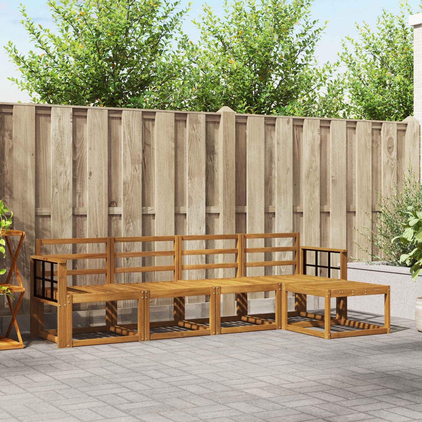 vidaXL Outdoor Sofa Set 5 pcs Natural Solid Acacia Wood