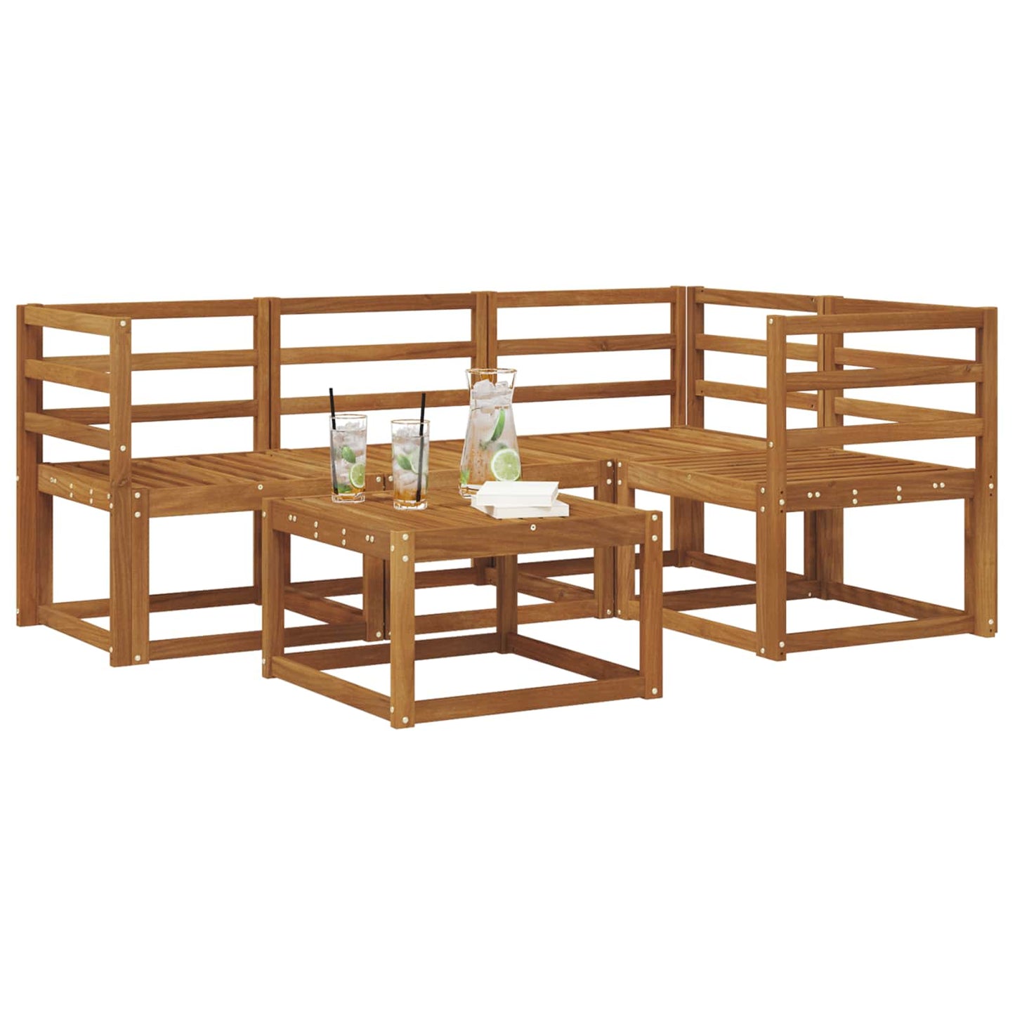 vidaXL Outdoor Sofa Set 5 pcs Natural Solid Acacia Wood
