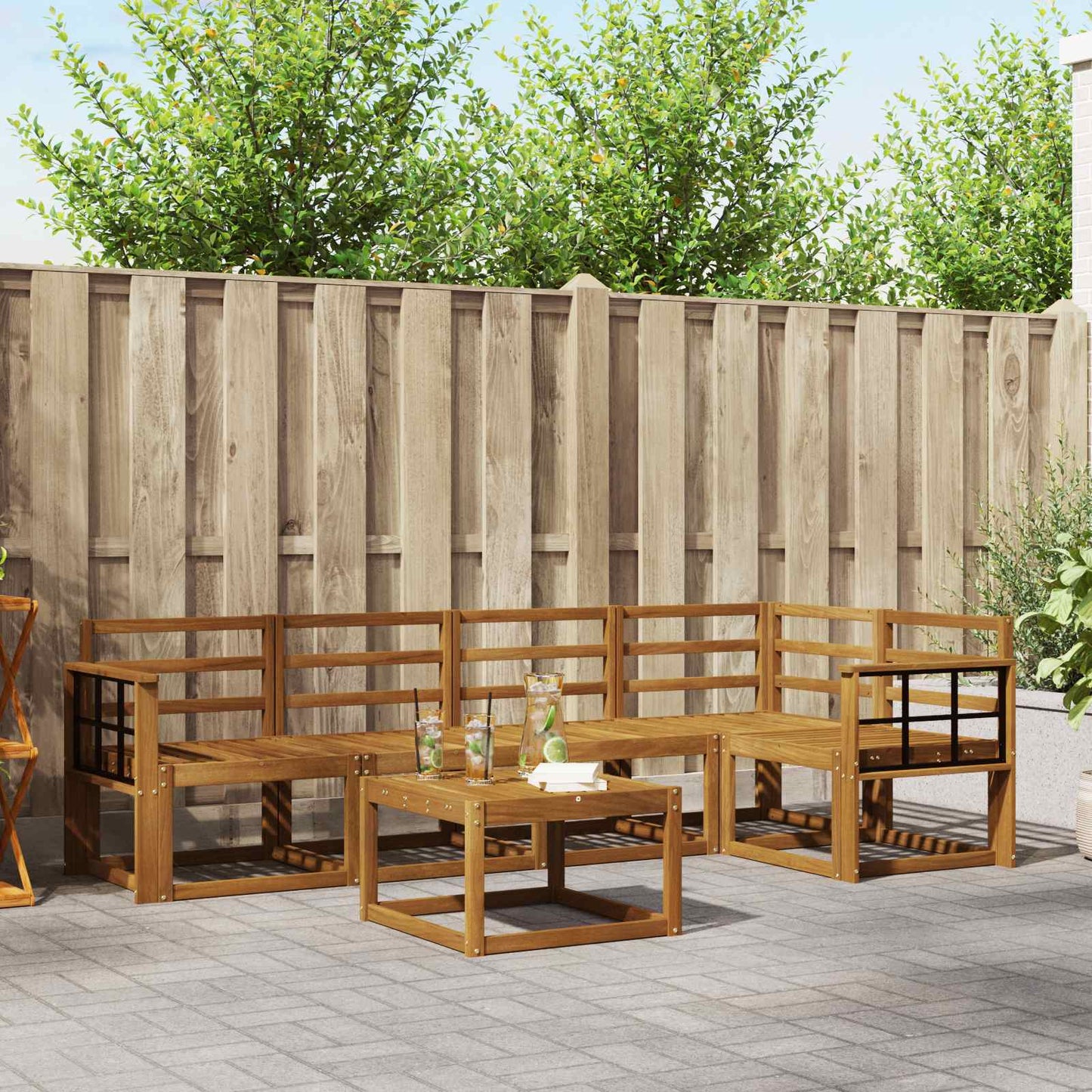 vidaXL Outdoor Sofa Set 6 pcs Natural Solid Acacia Wood