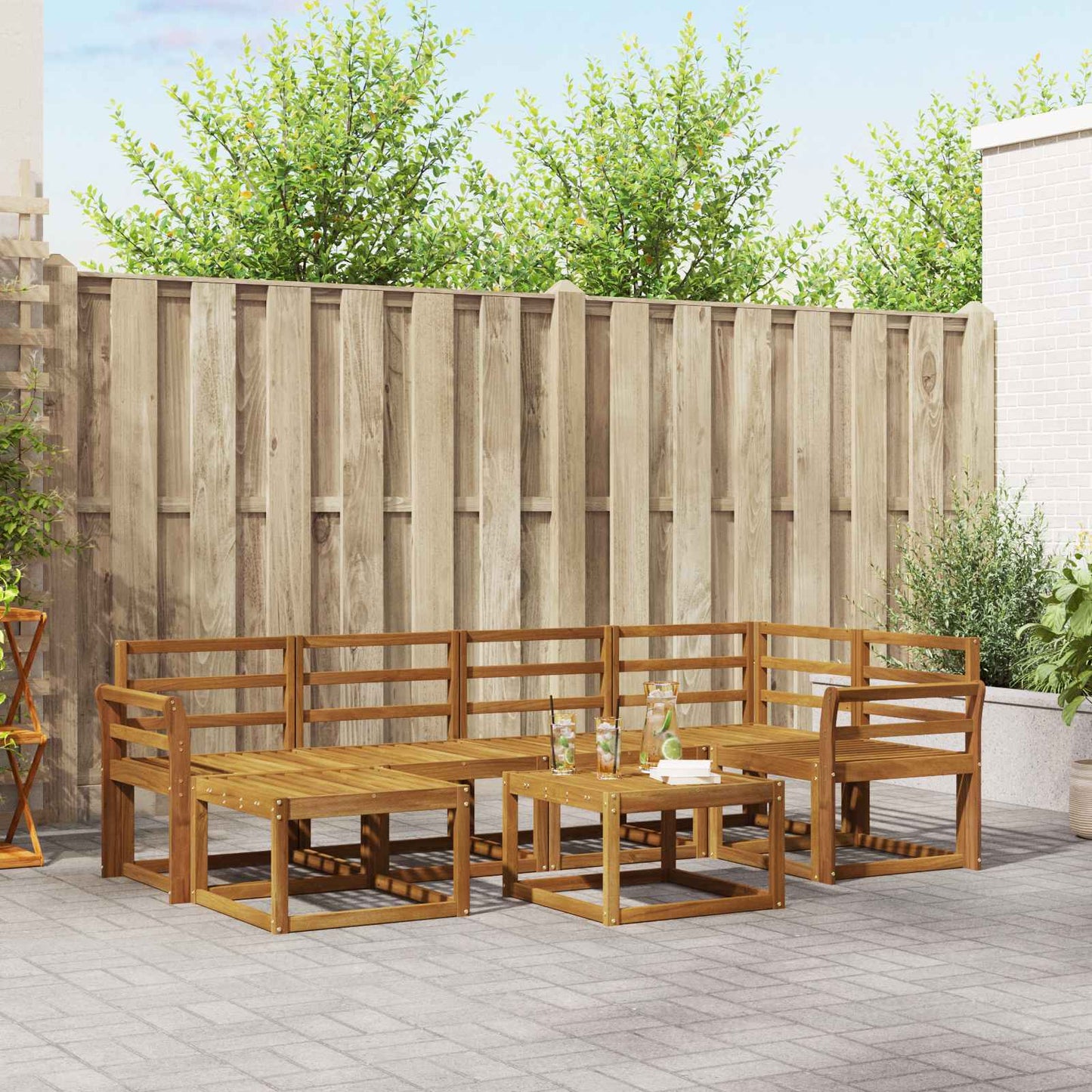 vidaXL Outdoor Sofa Set 7 pcs Natural Solid Acacia Wood