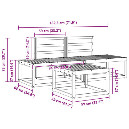 vidaXL Outdoor Sofa Set 3 pcs Natural Solid Acacia Wood