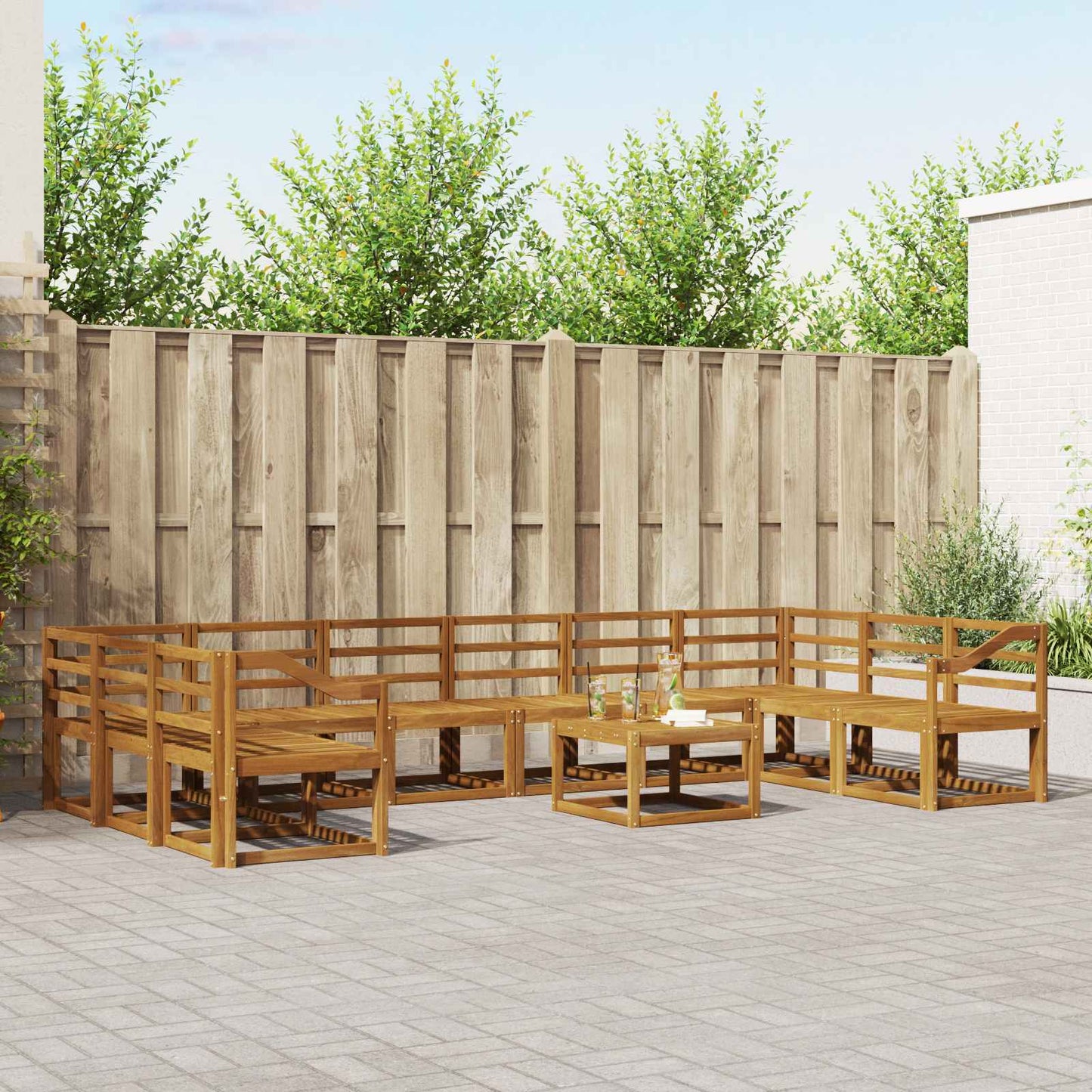 vidaXL Outdoor Sofa Set 11 pcs Natural Solid Acacia Wood