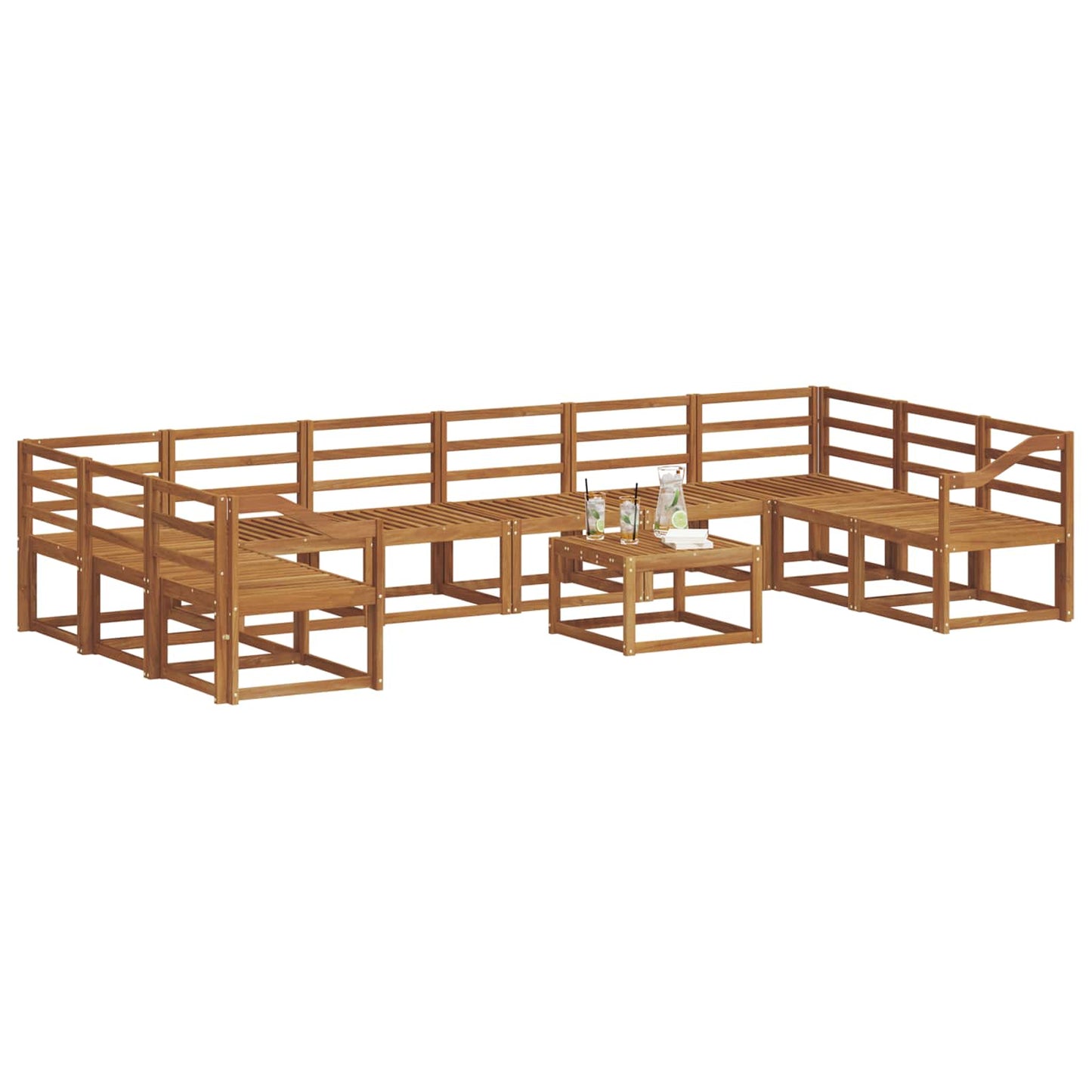 vidaXL Outdoor Sofa Set 11 pcs Natural Solid Acacia Wood