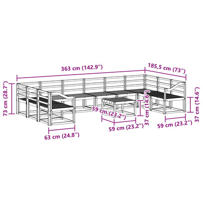 vidaXL Outdoor Sofa Set 11 pcs Natural Solid Acacia Wood
