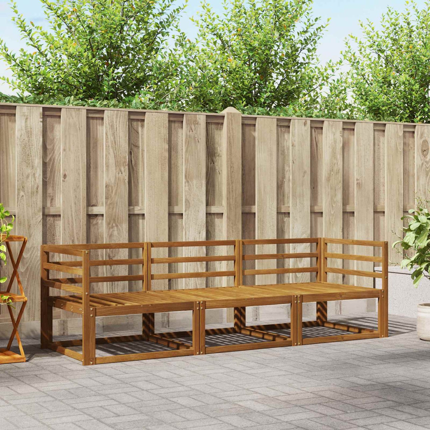 vidaXL Outdoor Sofa Set 3 pcs Natural Solid Acacia Wood