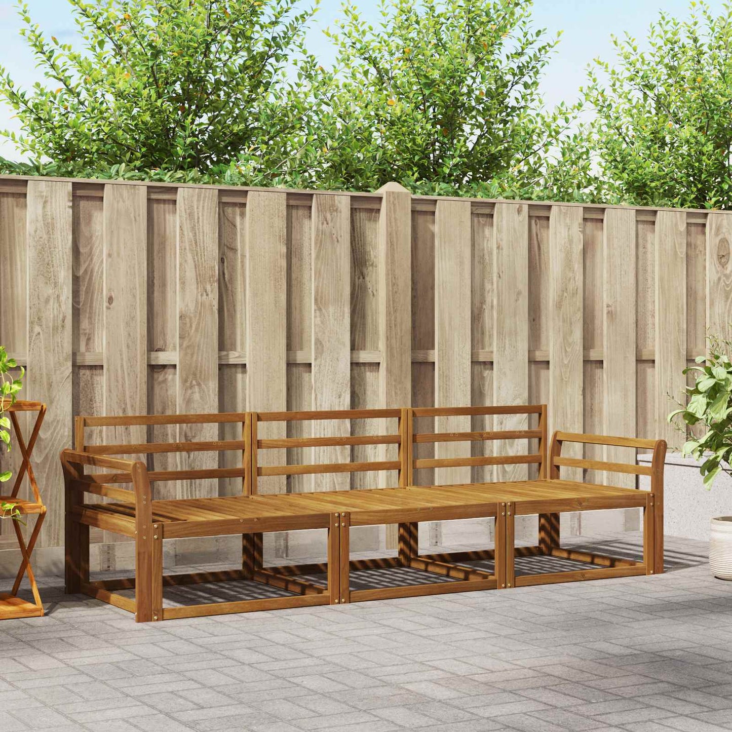 vidaXL Outdoor Sofa Set 3 pcs Natural Solid Acacia Wood
