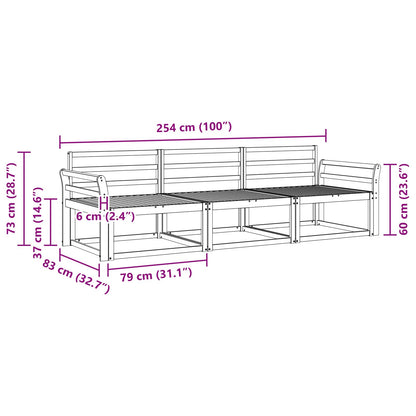 vidaXL Outdoor Sofa Set 3 pcs Natural Solid Acacia Wood