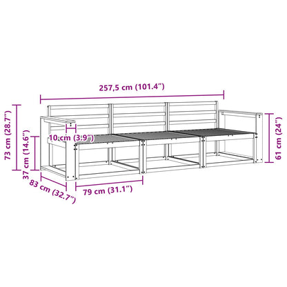 vidaXL Outdoor Sofa Set 3 pcs Natural Solid Acacia Wood