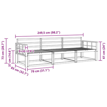 vidaXL Outdoor Sofa Set 3 pcs Natural Solid Acacia Wood