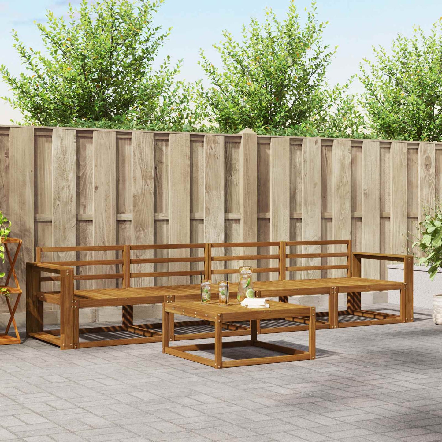 vidaXL Outdoor Sofa Set 5 pcs Natural Solid Acacia Wood