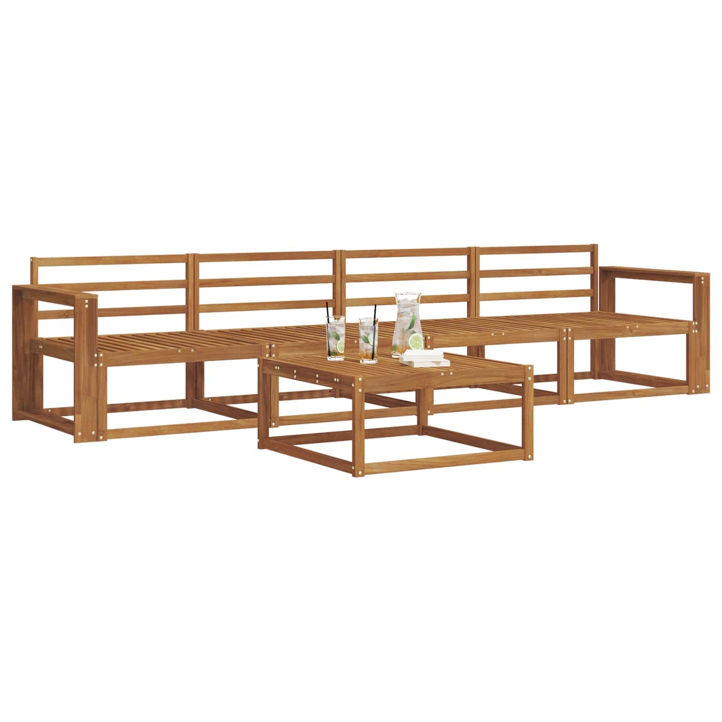 vidaXL Outdoor Sofa Set 5 pcs Natural Solid Acacia Wood