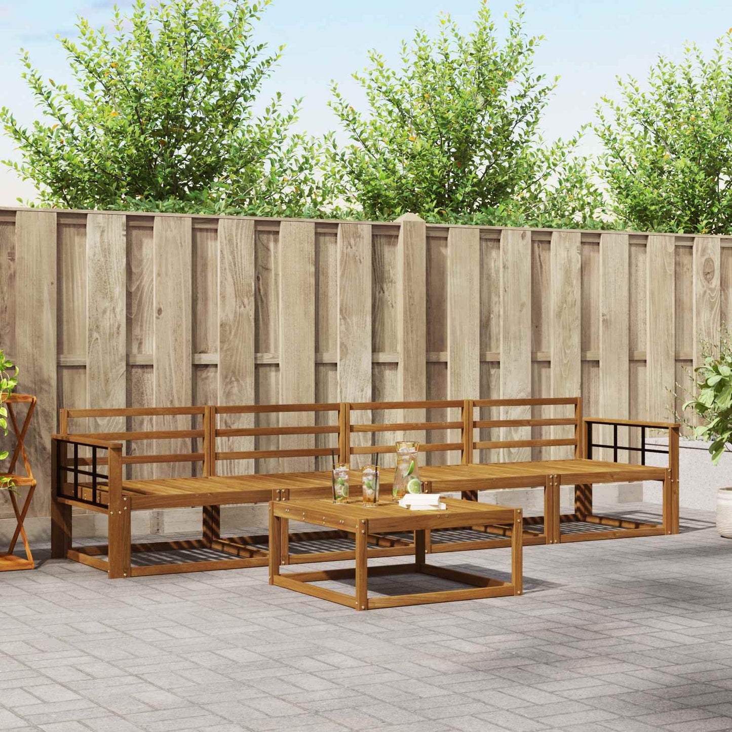 vidaXL Outdoor Sofa Set 5 pcs Natural Solid Acacia Wood