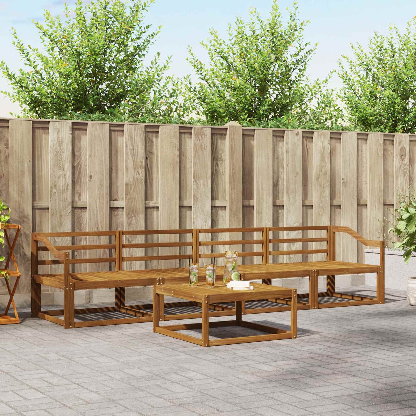 vidaXL Outdoor Sofa Set 5 pcs Natural Solid Acacia Wood