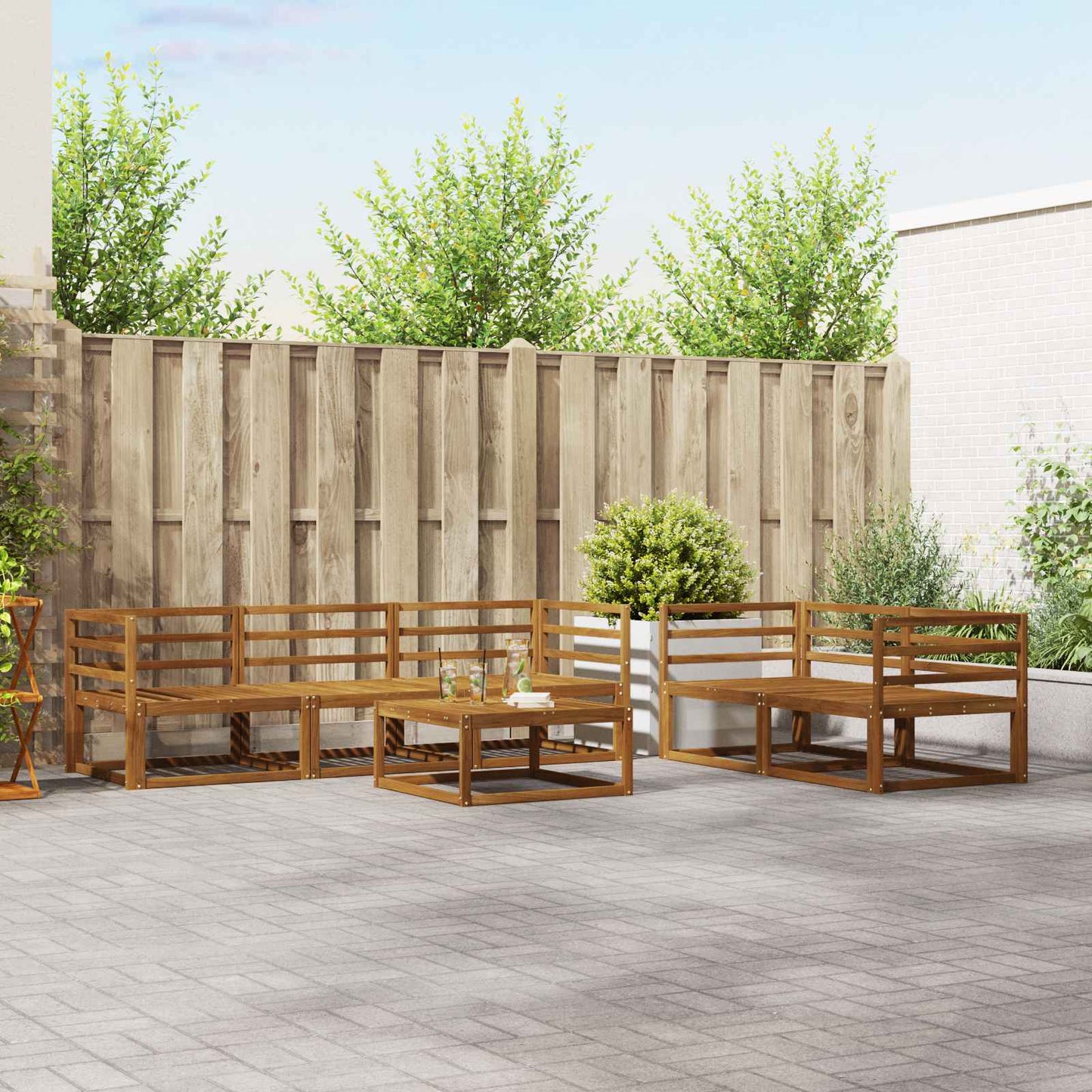 vidaXL Outdoor Sofa Set 6 pcs Natural Solid Acacia Wood