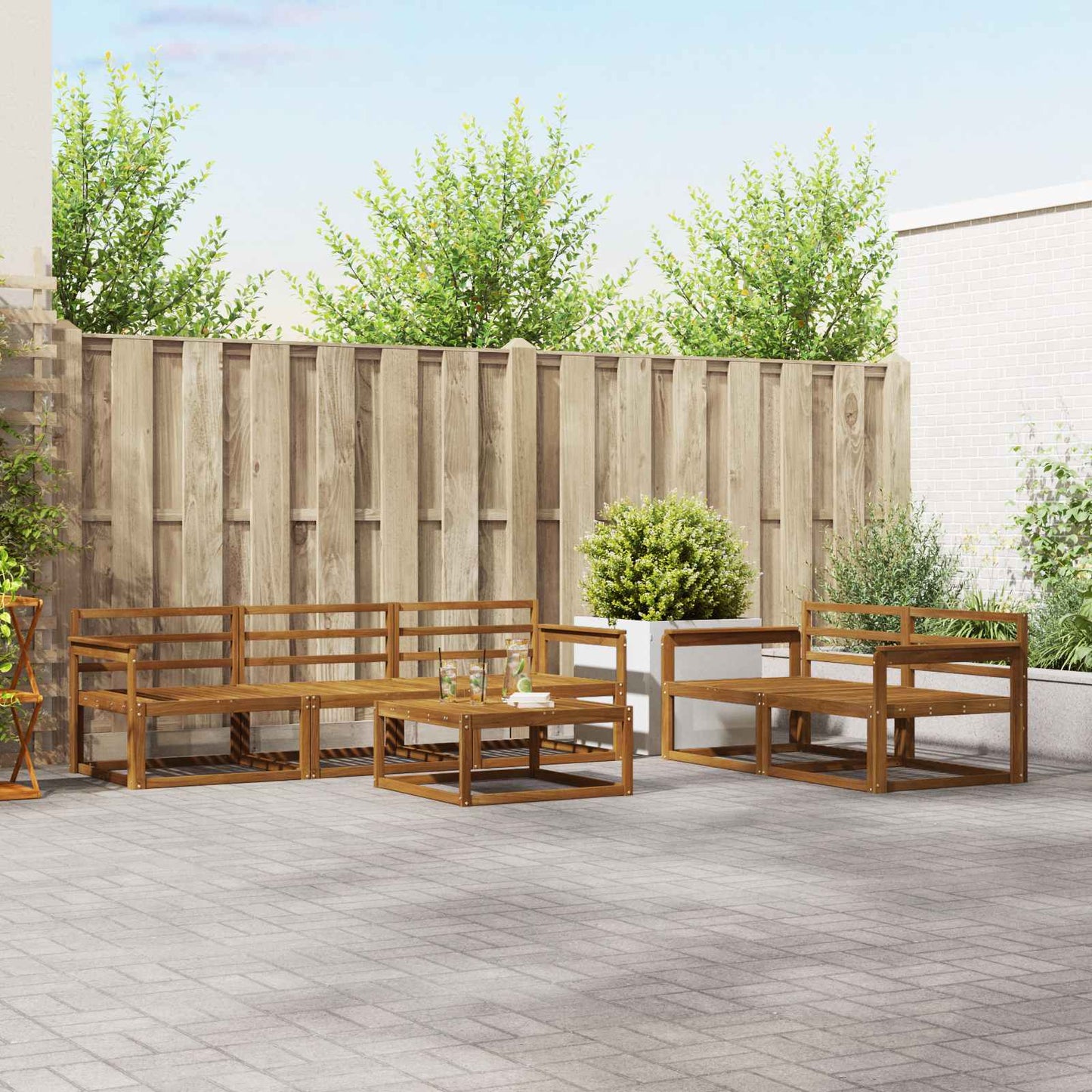 vidaXL Outdoor Sofa Set 6 pcs Natural Solid Acacia Wood