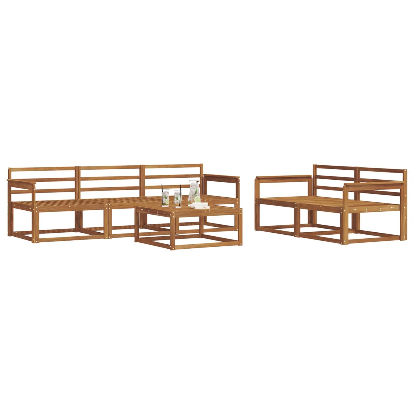 vidaXL Outdoor Sofa Set 6 pcs Natural Solid Acacia Wood