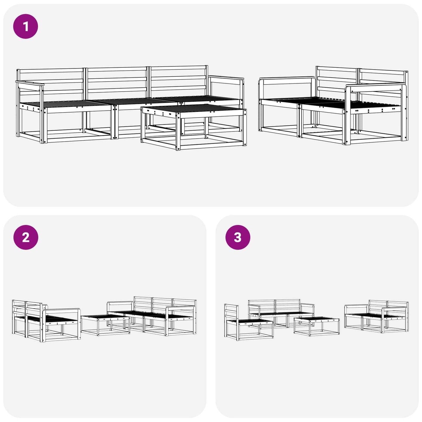 vidaXL Outdoor Sofa Set 6 pcs Natural Solid Acacia Wood