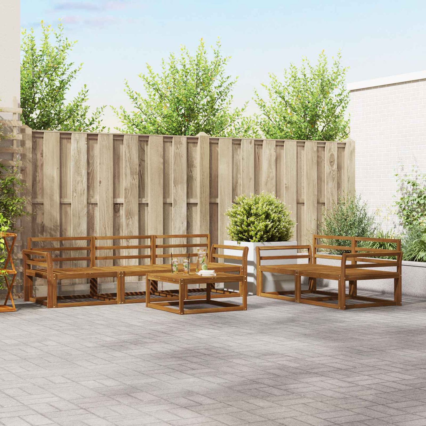 vidaXL Outdoor Sofa Set 6 pcs Natural Solid Acacia Wood