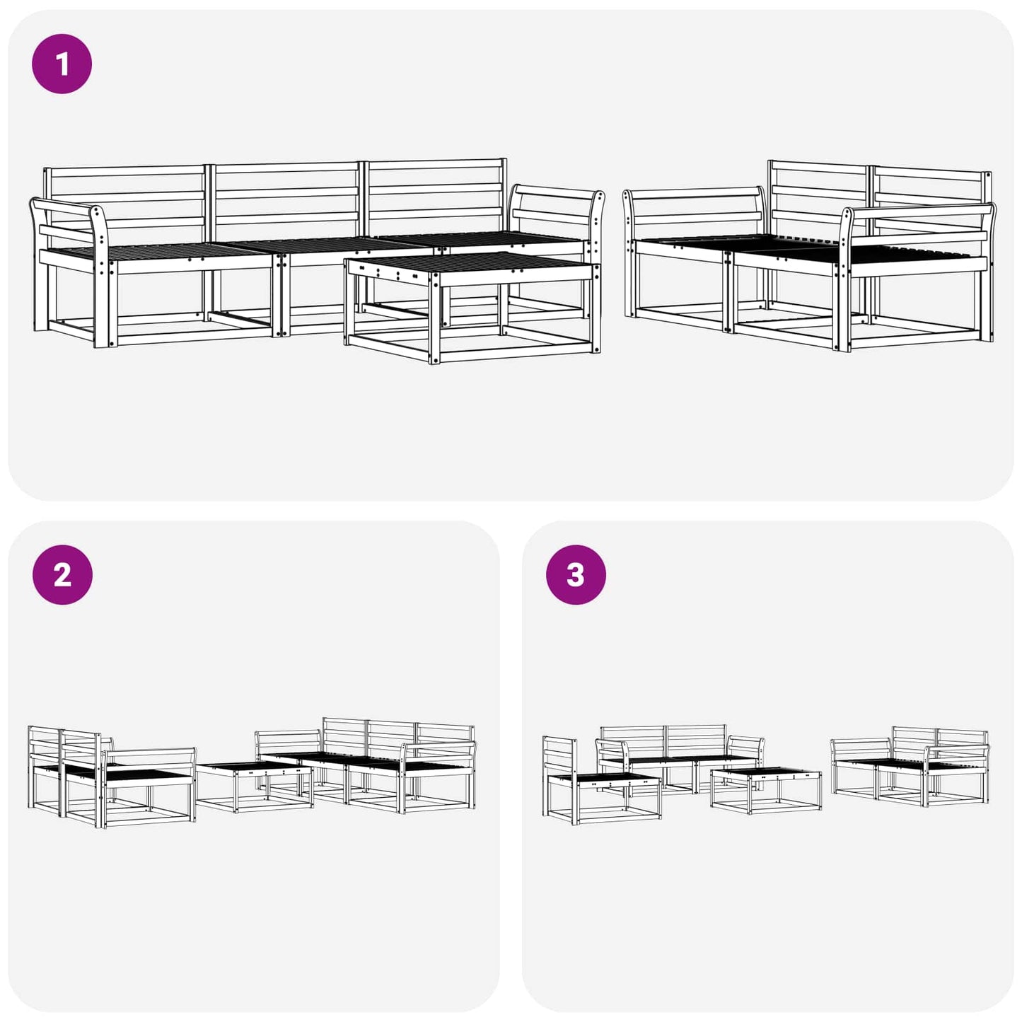 vidaXL Outdoor Sofa Set 6 pcs Natural Solid Acacia Wood