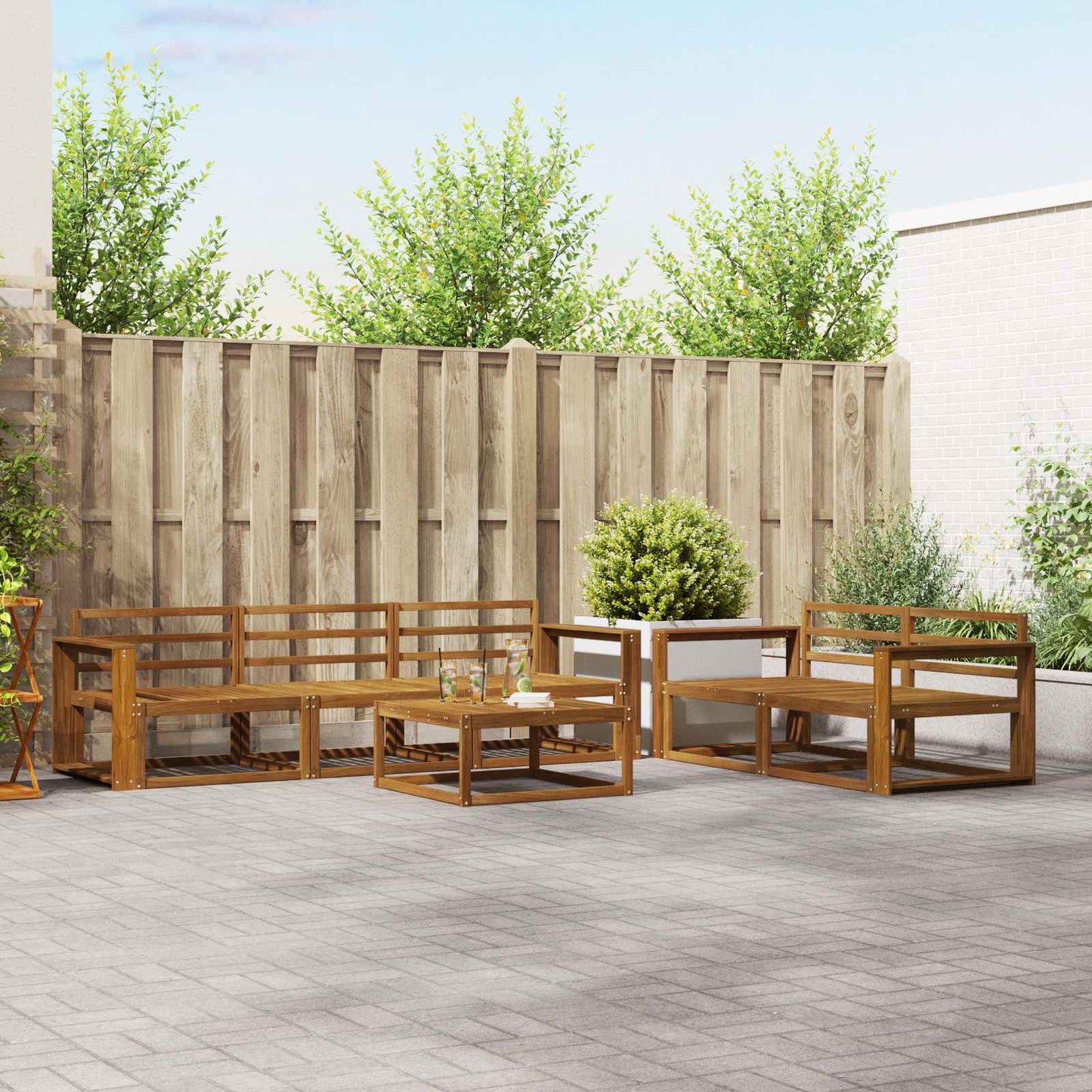 vidaXL Outdoor Sofa Set 6 pcs Natural Solid Acacia Wood