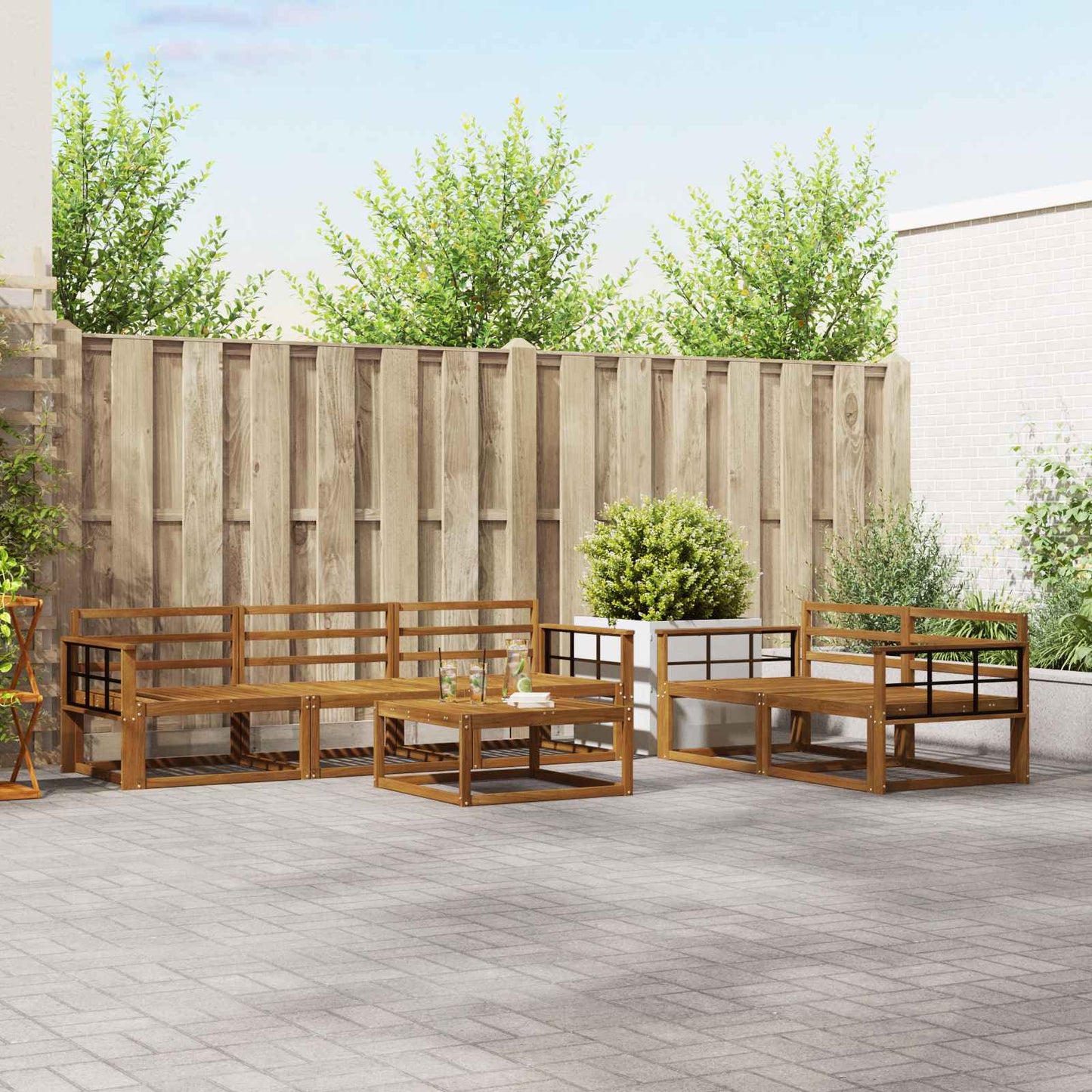 vidaXL Outdoor Sofa Set 6 pcs Natural Solid Acacia Wood