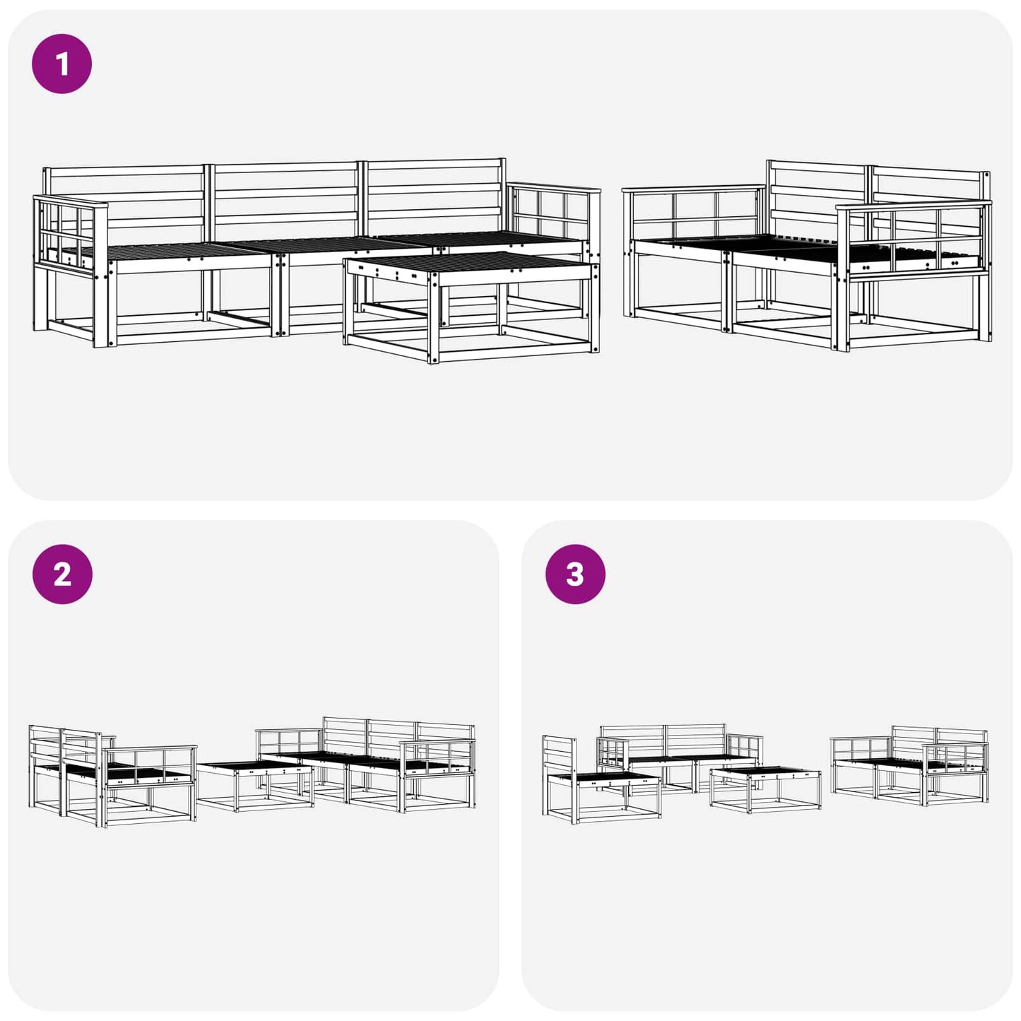 vidaXL Outdoor Sofa Set 6 pcs Natural Solid Acacia Wood
