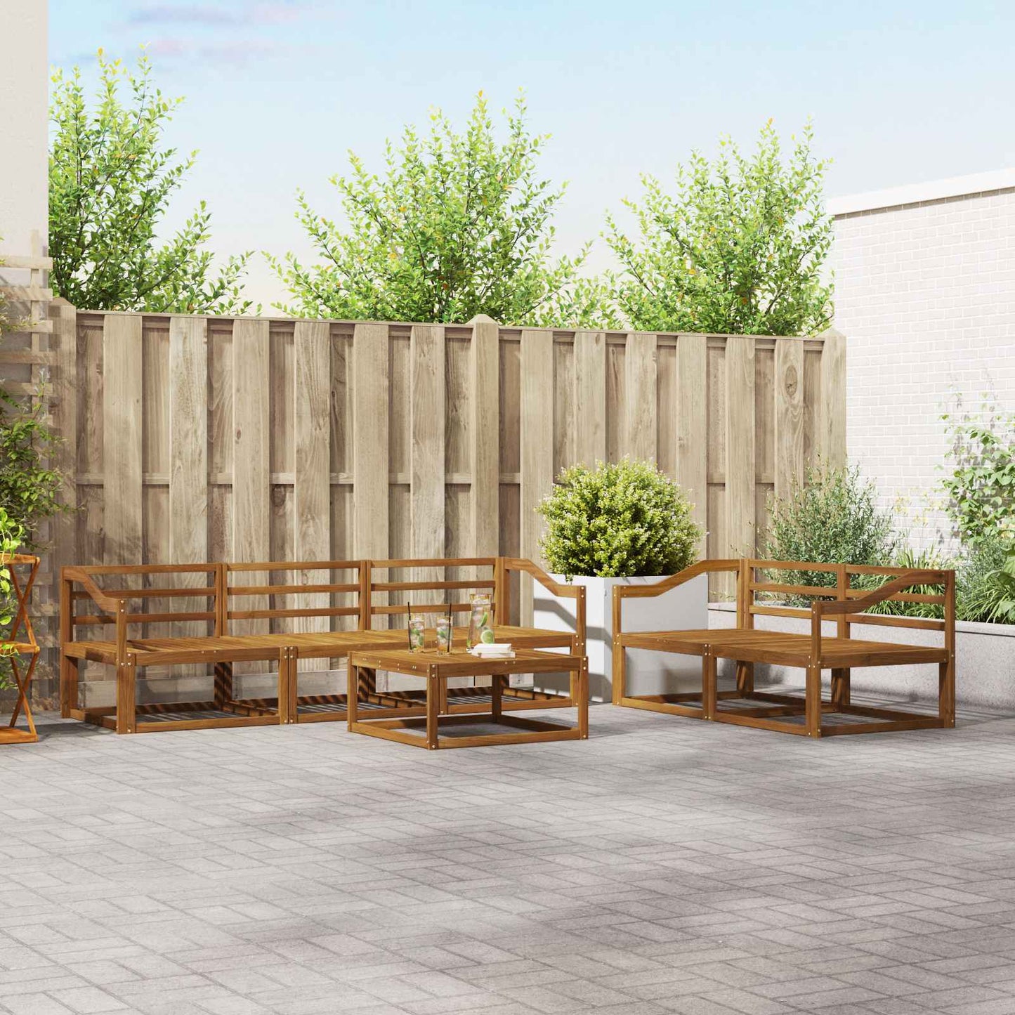 vidaXL Outdoor Sofa Set 6 pcs Natural Solid Acacia Wood