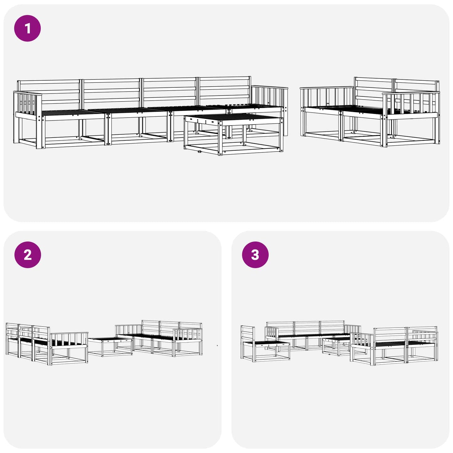 vidaXL Outdoor Sofa Set 7 pcs Natural Solid Acacia Wood