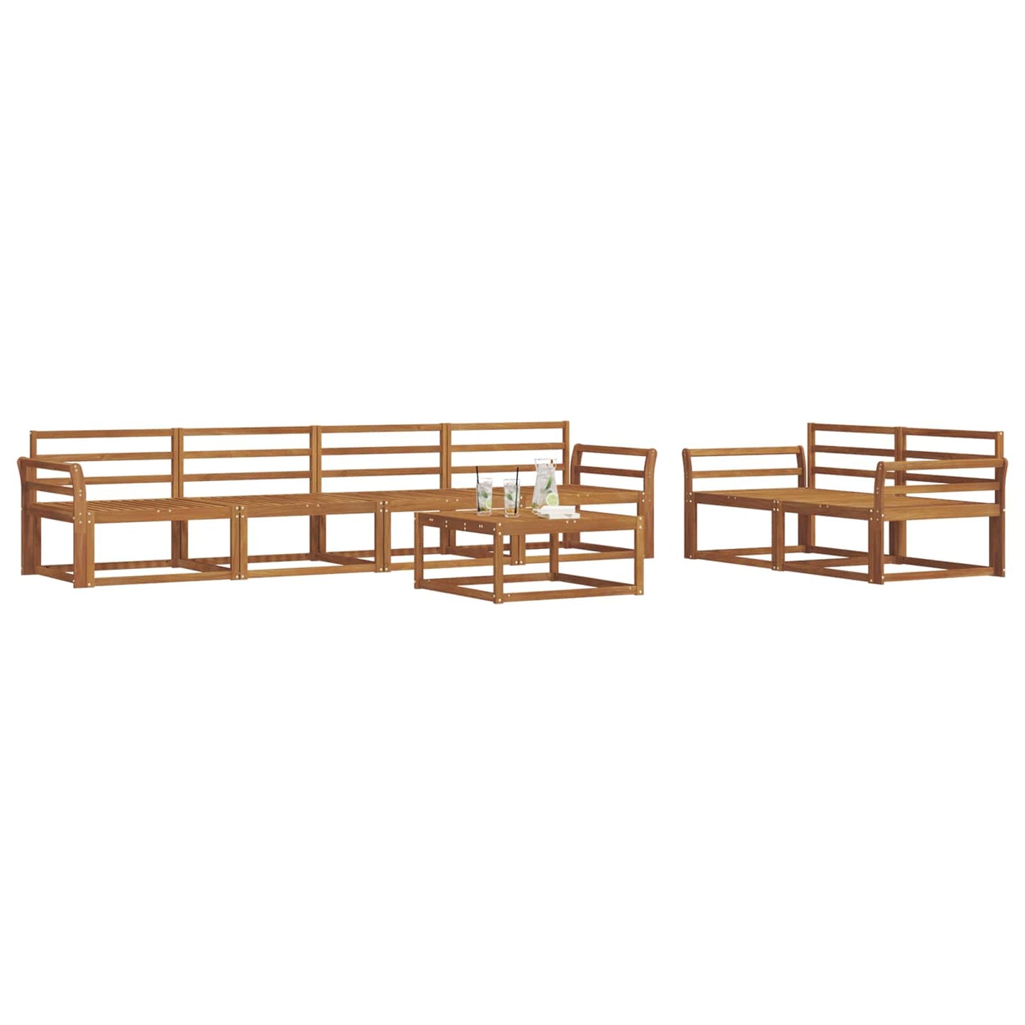 vidaXL Outdoor Sofa Set 7 pcs Natural Solid Acacia Wood