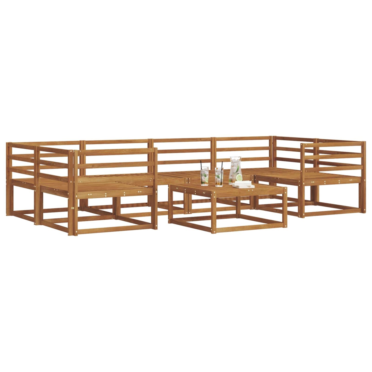 vidaXL Outdoor Sofa Set 7 pcs Natural Solid Acacia Wood