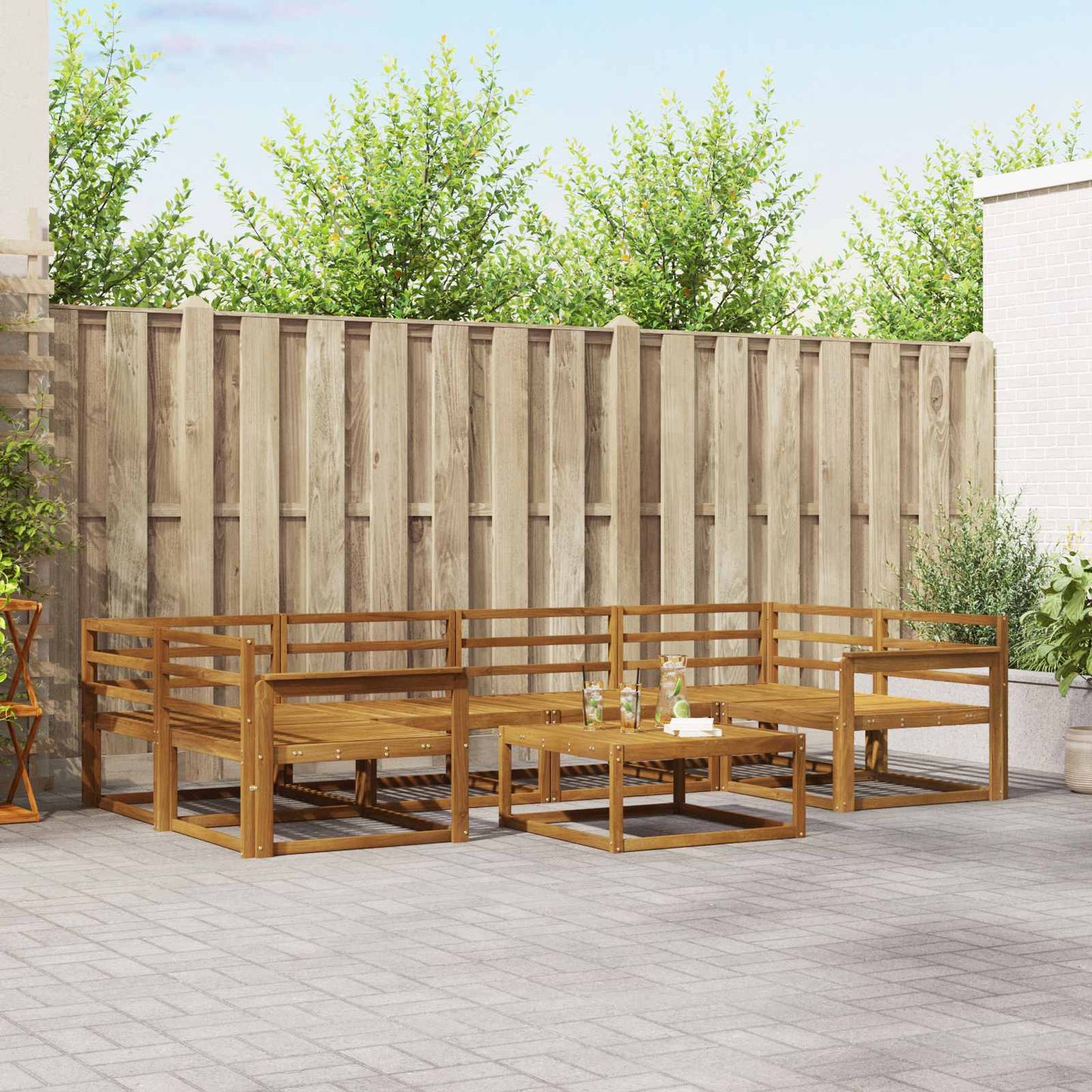 vidaXL Outdoor Sofa Set 7 pcs Natural Solid Acacia Wood