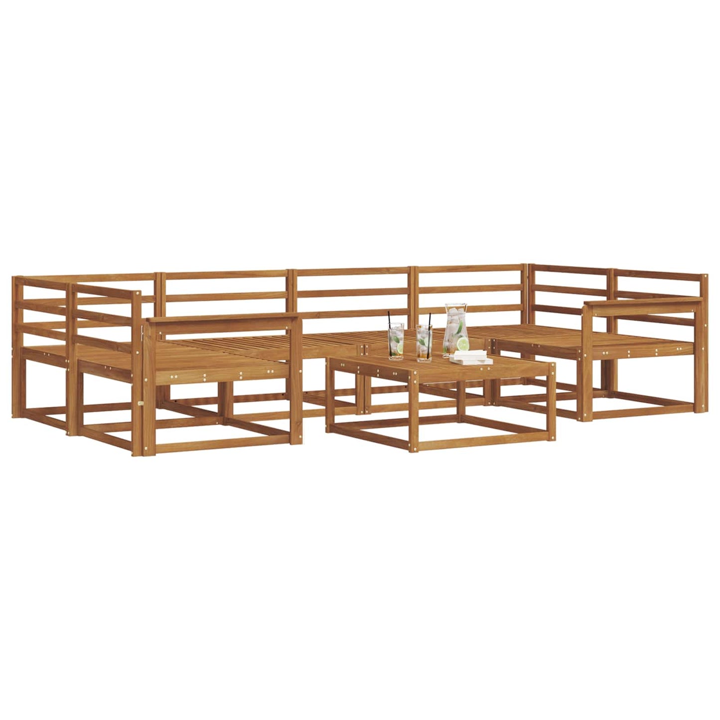 vidaXL Outdoor Sofa Set 7 pcs Natural Solid Acacia Wood