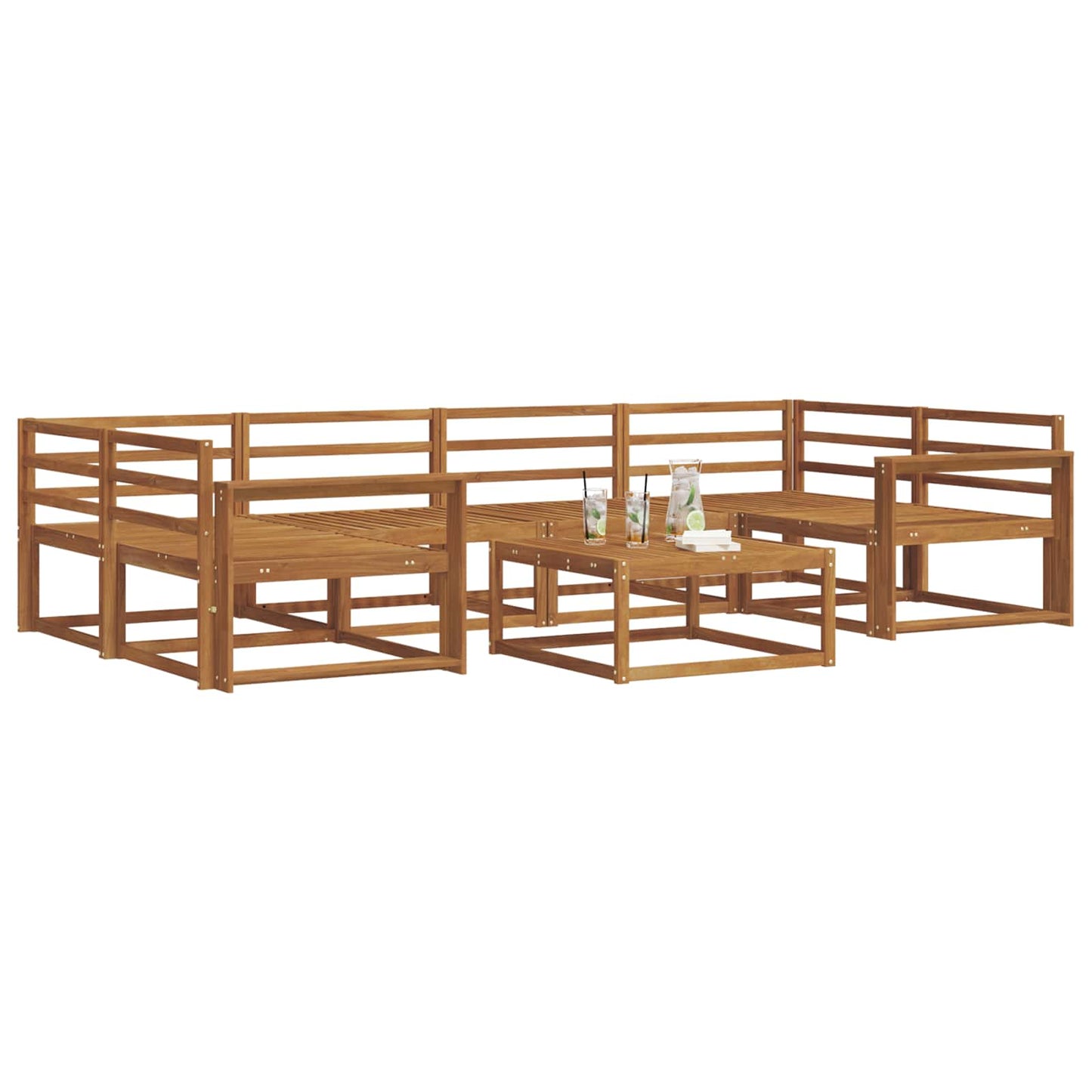 vidaXL Outdoor Sofa Set 7 pcs Natural Solid Acacia Wood