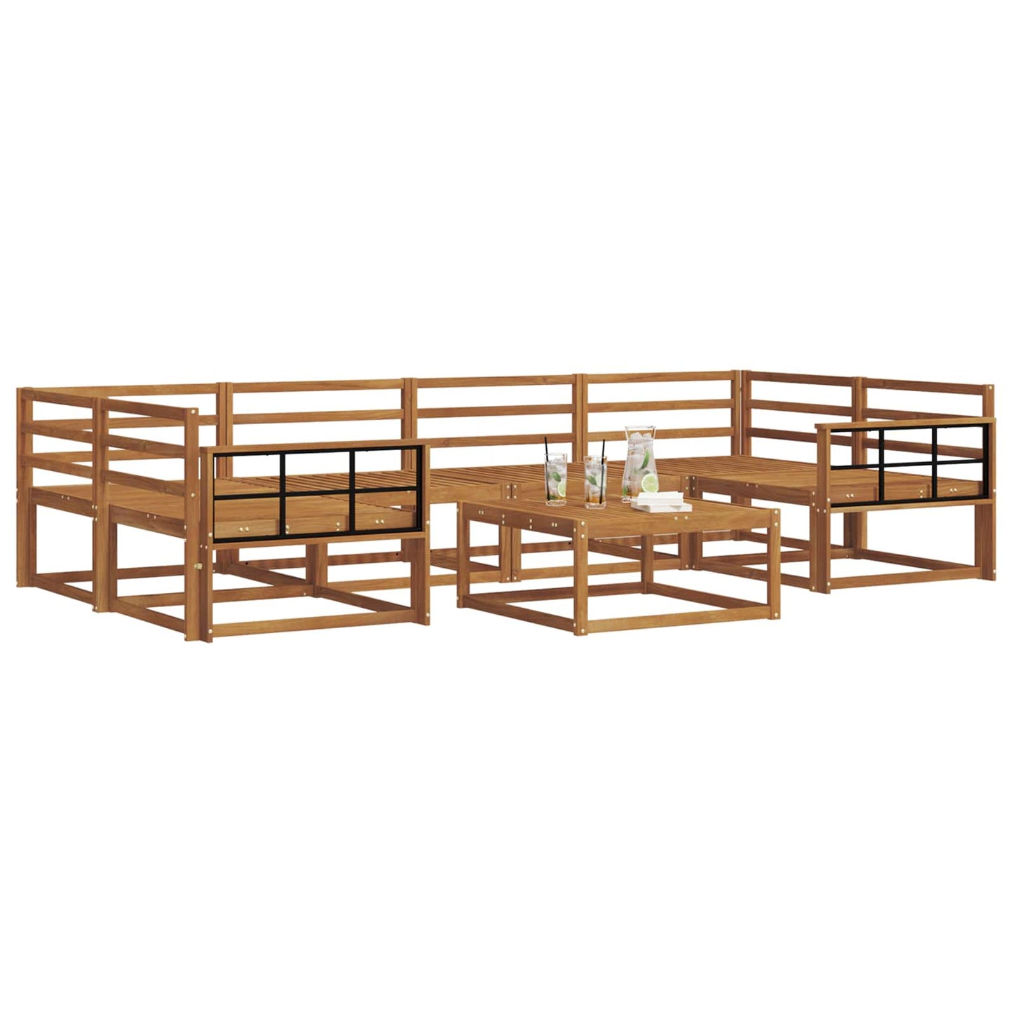 vidaXL Outdoor Sofa Set 7 pcs Natural Solid Acacia Wood