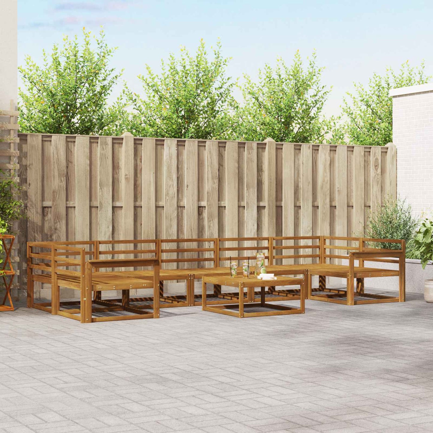 vidaXL Outdoor Sofa Set 8 pcs Natural Solid Acacia Wood