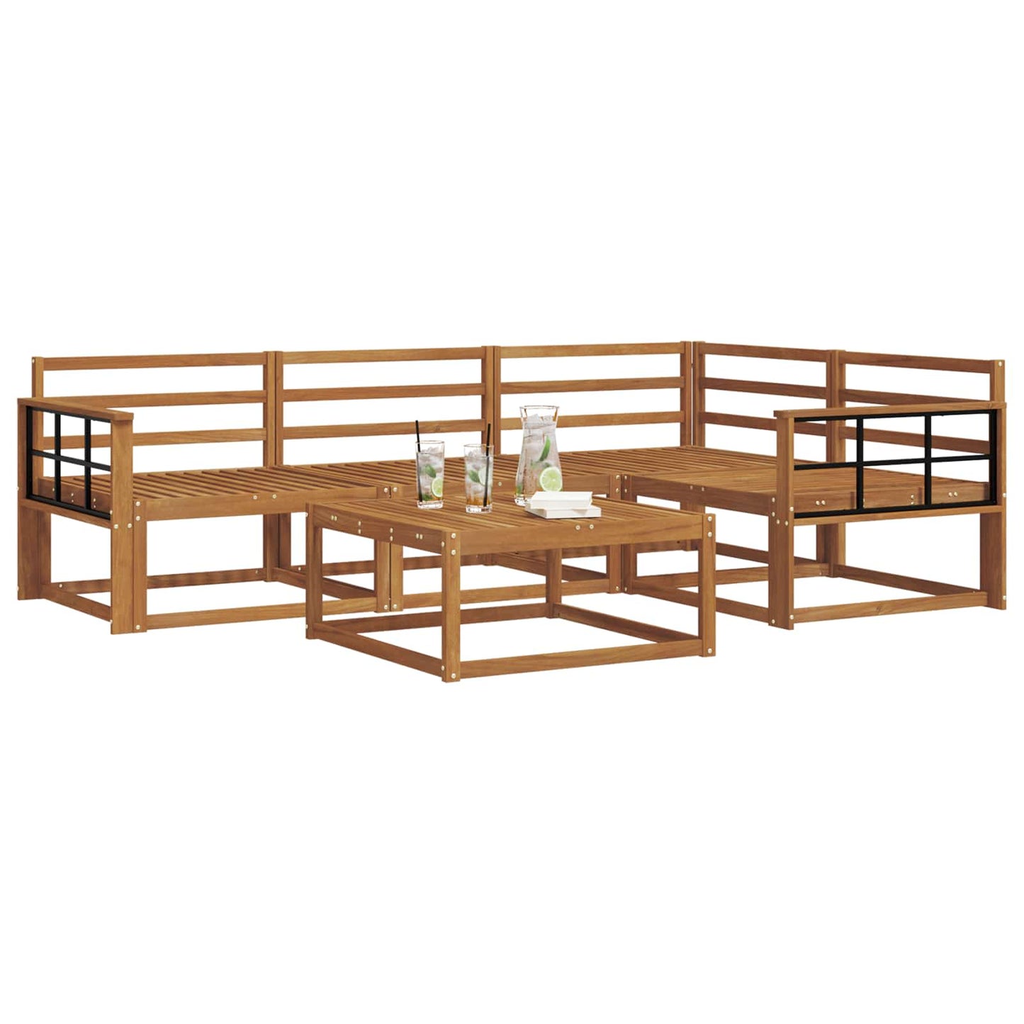 vidaXL Outdoor Sofa Set 5 pcs Natural Solid Acacia Wood