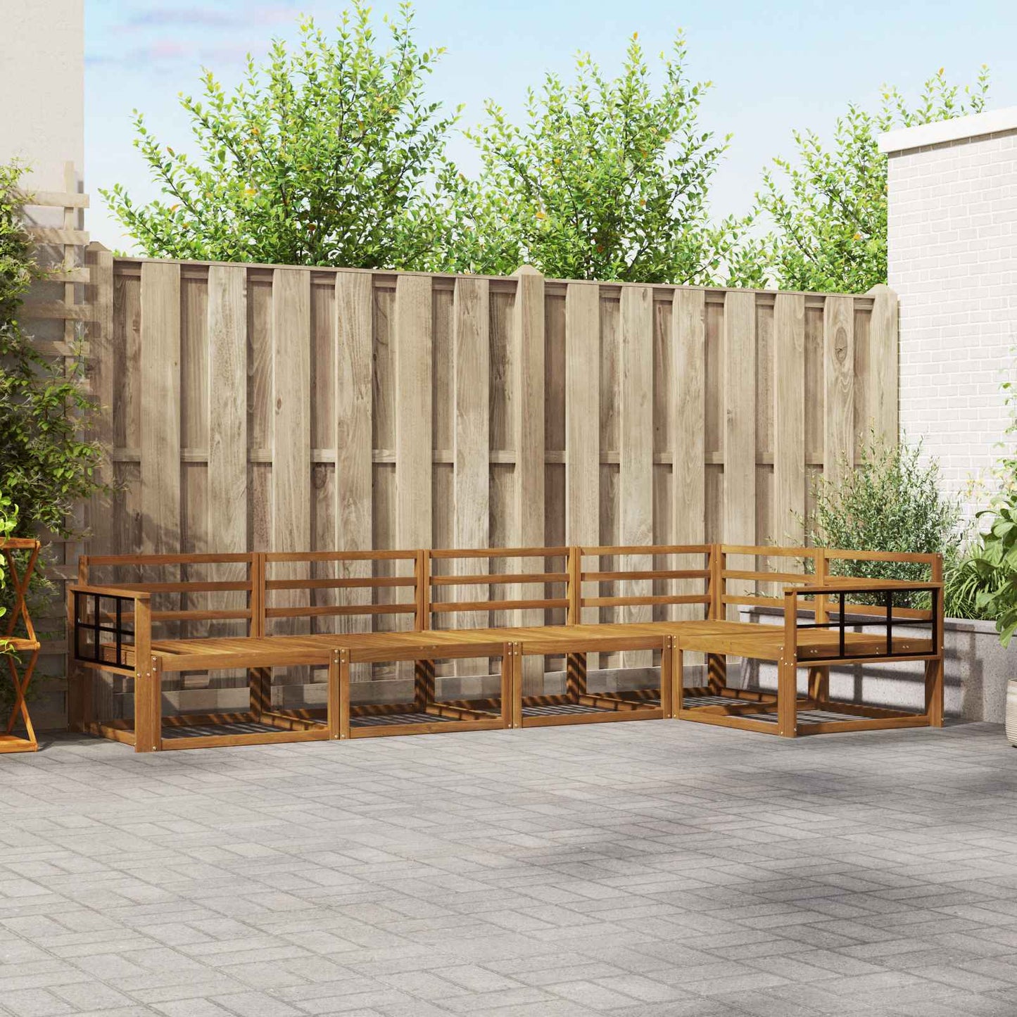 vidaXL Outdoor Sofa Set 5 pcs Natural Solid Acacia Wood
