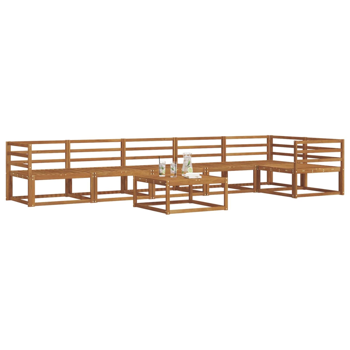 vidaXL Outdoor Sofa Set 7 pcs Natural Solid Acacia Wood