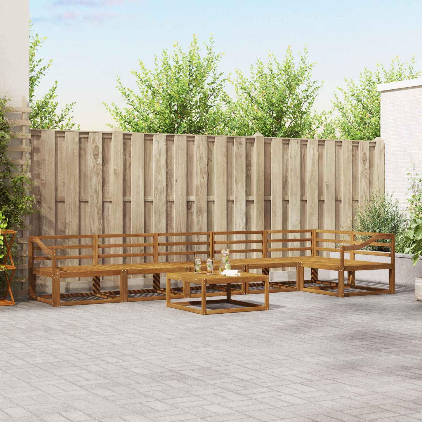 vidaXL Outdoor Sofa Set 7 pcs Natural Solid Acacia Wood