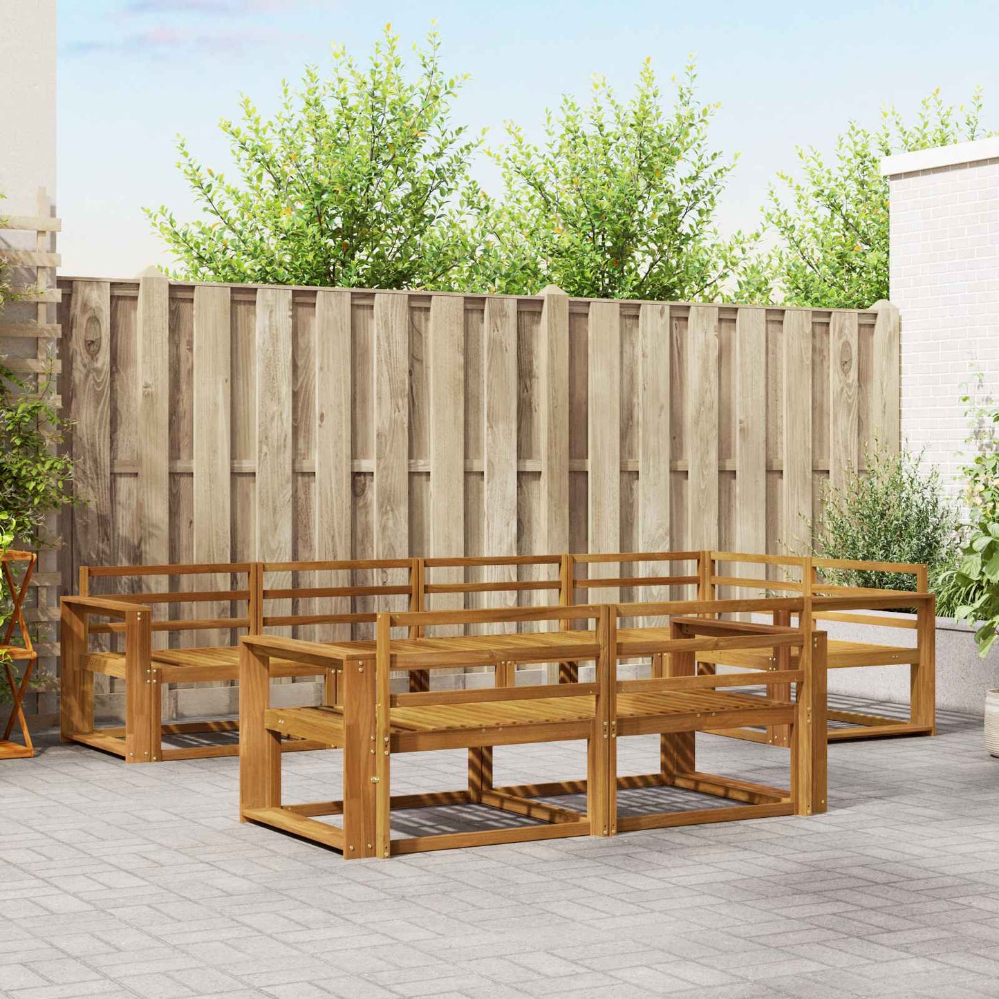 vidaXL Outdoor Sofa Set 7 pcs Natural Solid Acacia Wood