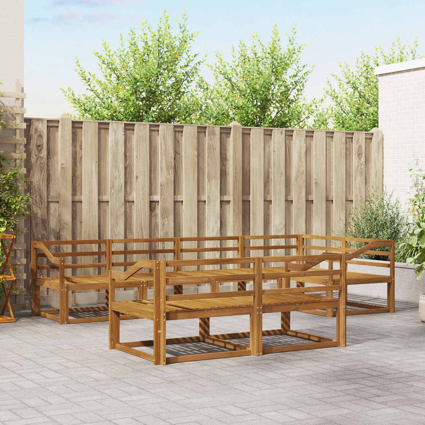 vidaXL Outdoor Sofa Set 7 pcs Natural Solid Acacia Wood