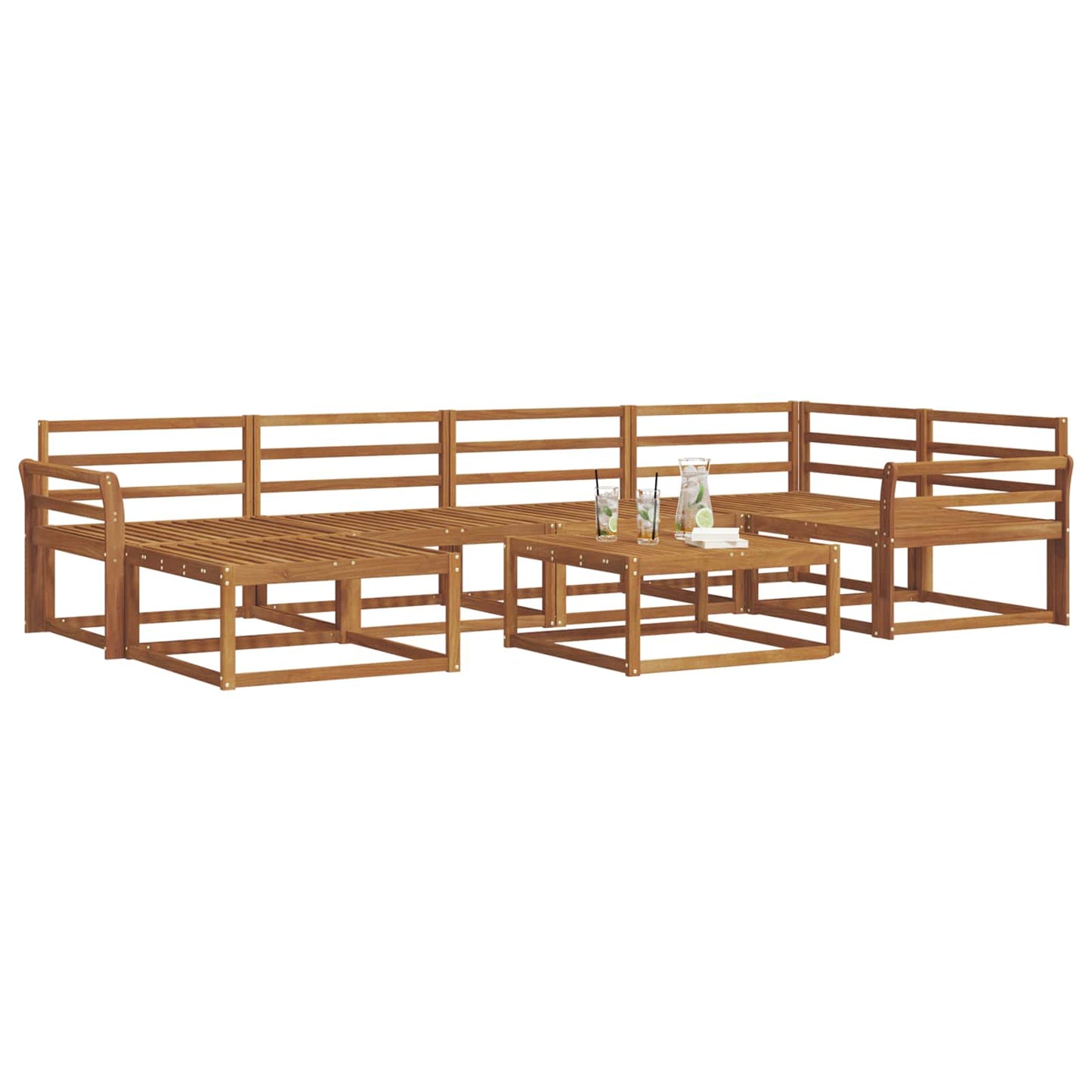 vidaXL Outdoor Sofa Set 7 pcs Natural Solid Acacia Wood