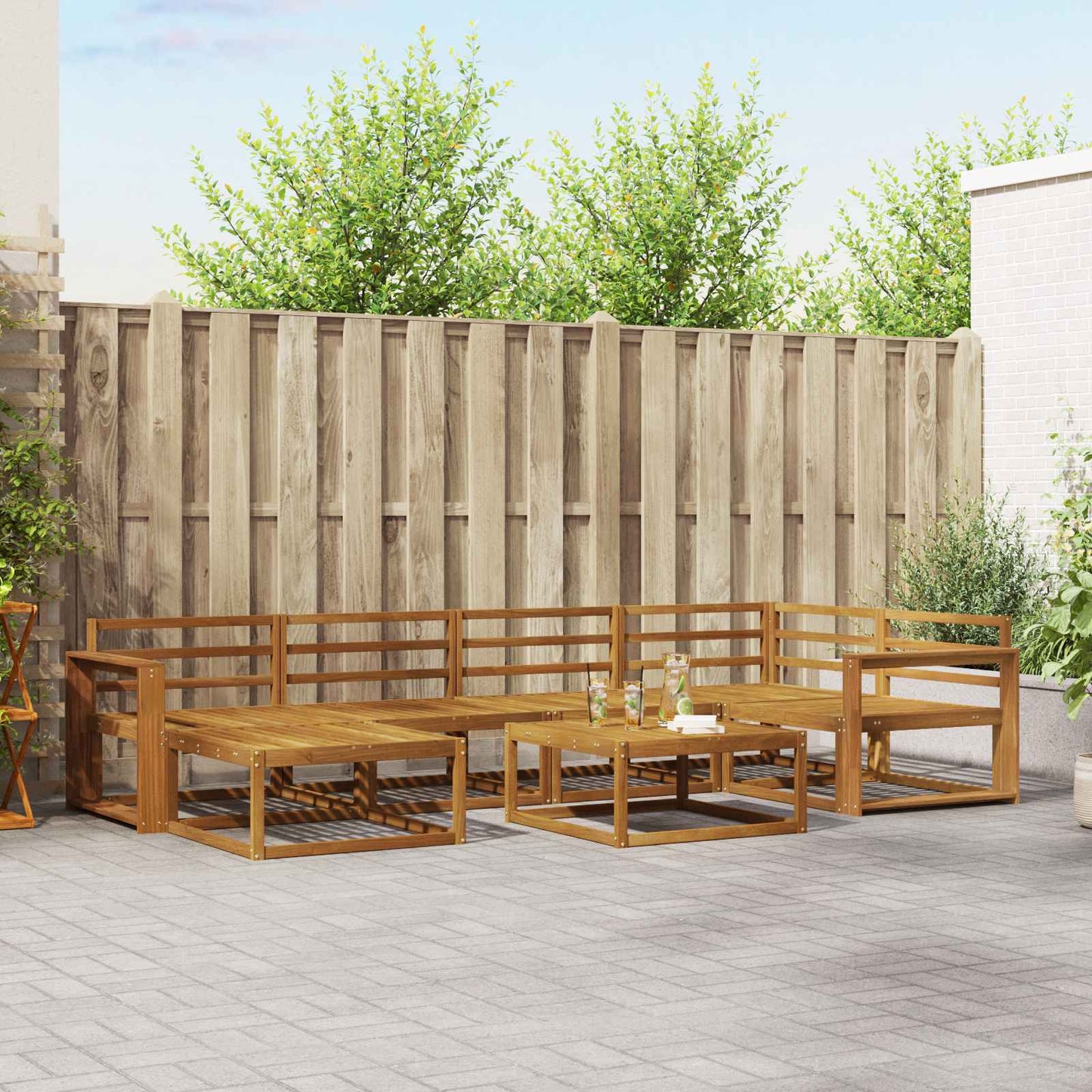 vidaXL Outdoor Sofa Set 7 pcs Natural Solid Acacia Wood