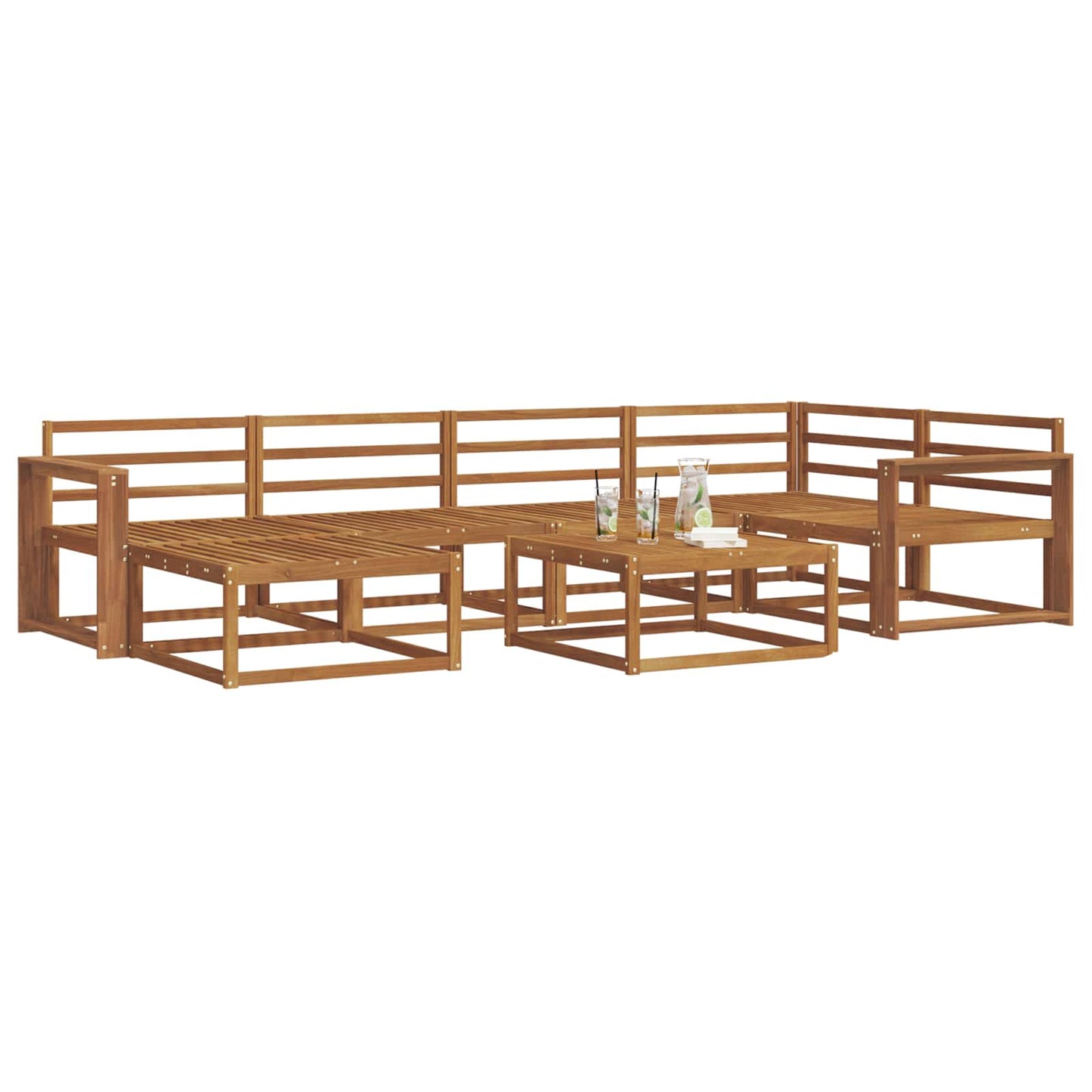 vidaXL Outdoor Sofa Set 7 pcs Natural Solid Acacia Wood