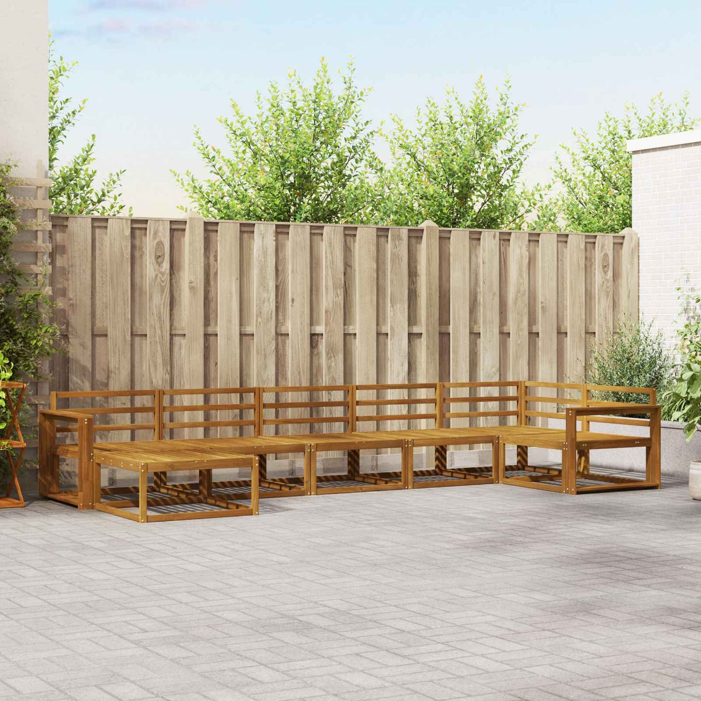 vidaXL Outdoor Sofa Set 7 pcs Natural Solid Acacia Wood